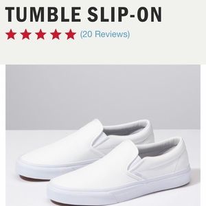 VANS White Leather Slip-Ons!